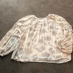 Topshop cream floral blouse with ring detail